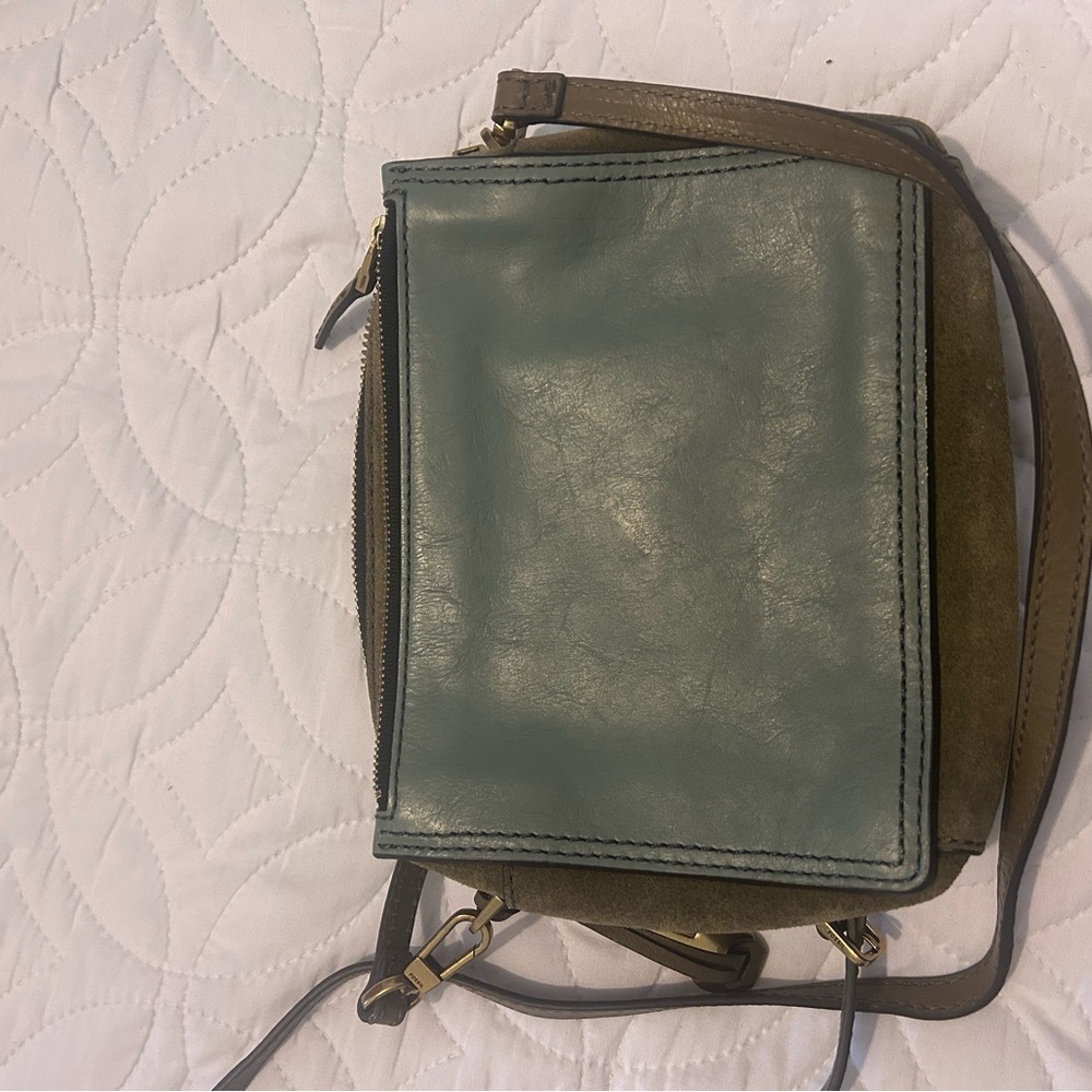 Fossil Women's Teal and Brown Leather Clutch